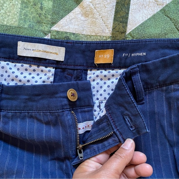 Anthropologie Pilcro Fit Hyphen Pants Size 29‎ Striped Blue Trouser Straight - Picture 3 of 11